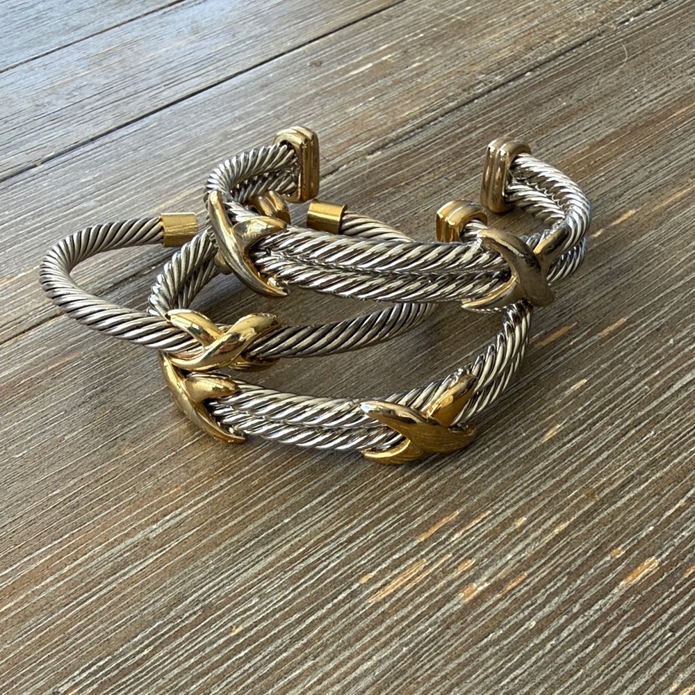 Gold And Silver Cable Bracelets - image 1